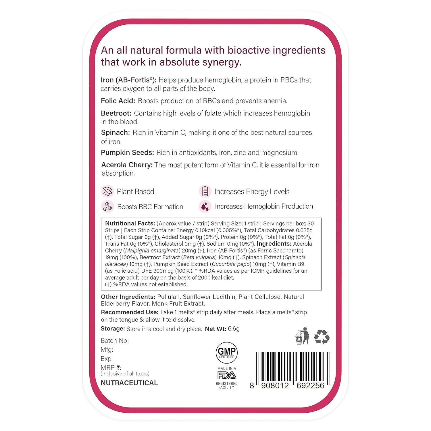 Wellbeing Nutrition Melts Restful Sleep & Melts Vital Iron Oral Strips Combo - Distacart