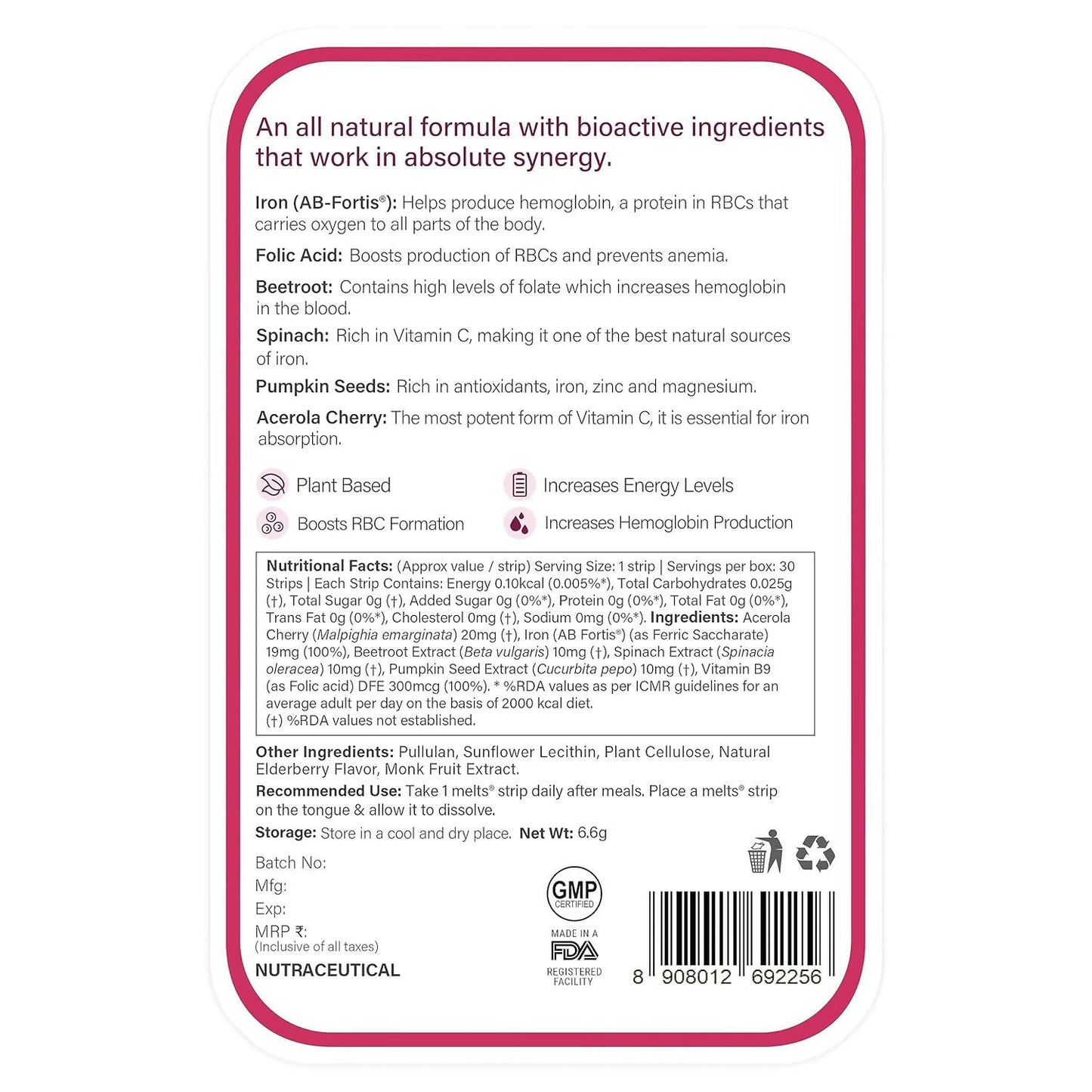 Wellbeing Nutrition Melts Restful Sleep & Melts Vital Iron Oral Strips Combo - Distacart