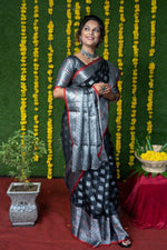 Thumbnail for Jyoti Fashion Women's Black Soft Handloom Silk Zari Woven Saree with Blouse - Distacart