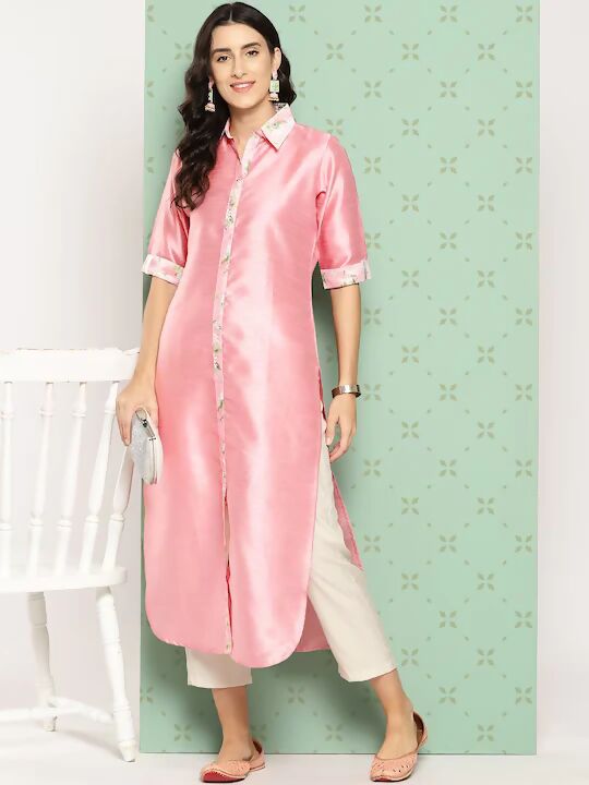 Ahalyaa Women's Traditional wear Kurta - Pink - Distacart
