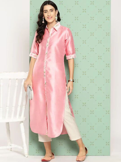 Ahalyaa Women's Traditional wear Kurta - Pink - Distacart