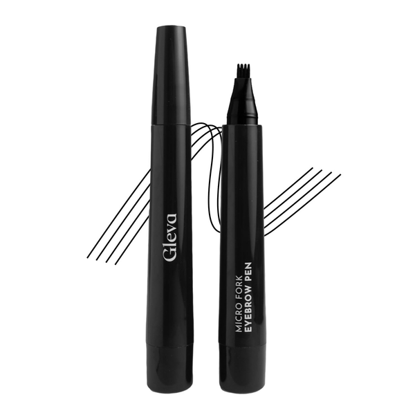 Gleva Eyebrow Pen with 4 Micro-Fork Tip Applicator - Black - Distacart
