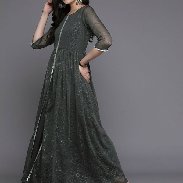 Ahalyaa Women's Traditional wear Kurta Set - Grey - Distacart