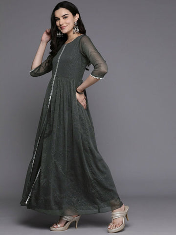 Ahalyaa Women's Traditional wear Kurta Set - Grey - Distacart