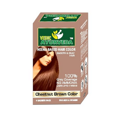 VedicAyurveda Henna Based Hair Colour - dark brown & Chestnut Brown - Dista