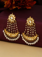 Thumbnail for NVR Women Gold-Plated Kundan Chandbali Earrings - Distacart
