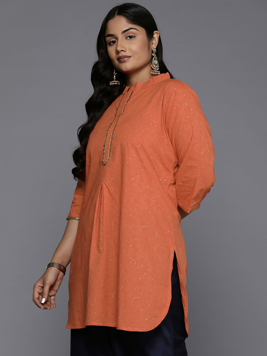Ahalyaa Women's Traditional wear Tunic - Orange - Distacart
