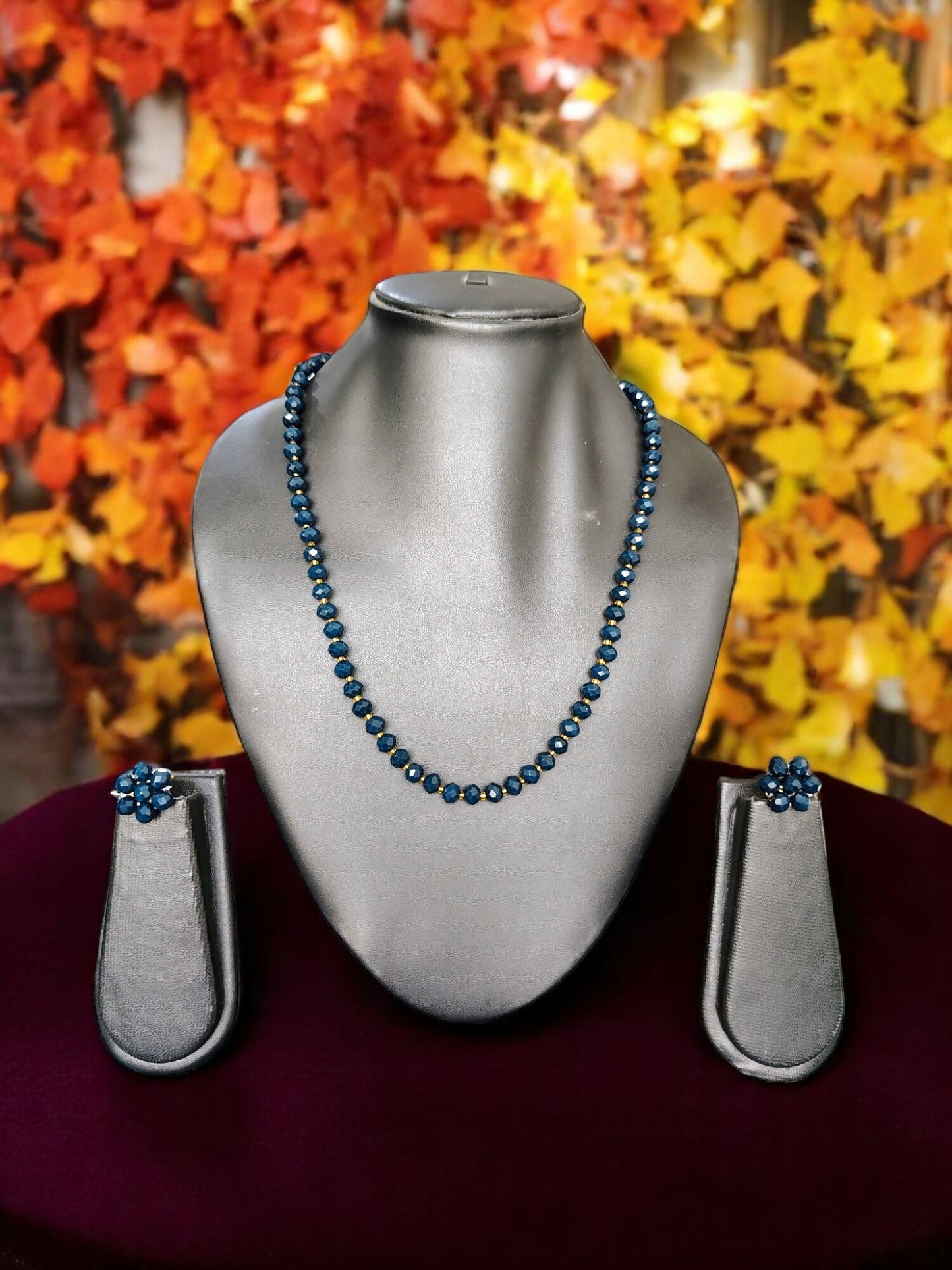 Inhanns Crystal Bloom – Single Line Necklace + Studs - Light Black - Distacart
