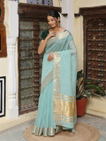 Thumbnail for Astita Sky Blue Cotton Saree