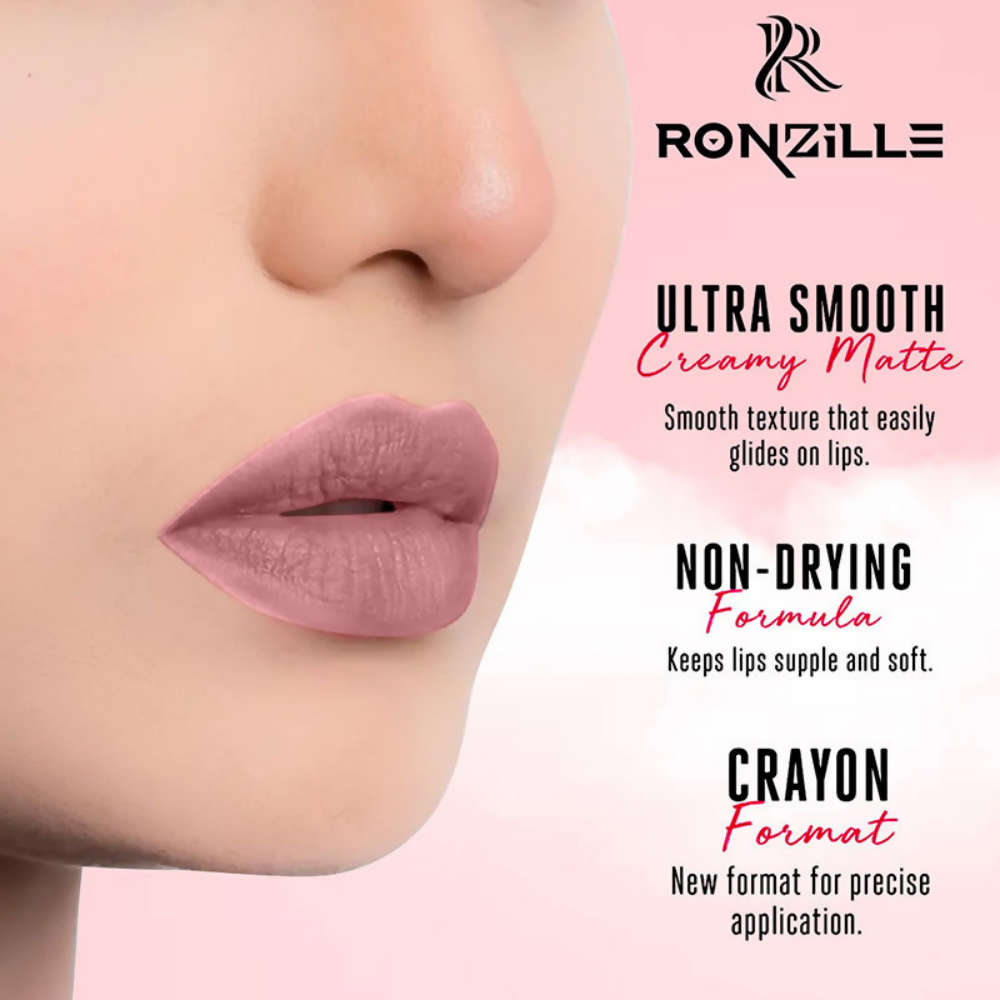 Ronzille Long Stay Matte Lip Crayon - Raspberry Rose - Dista