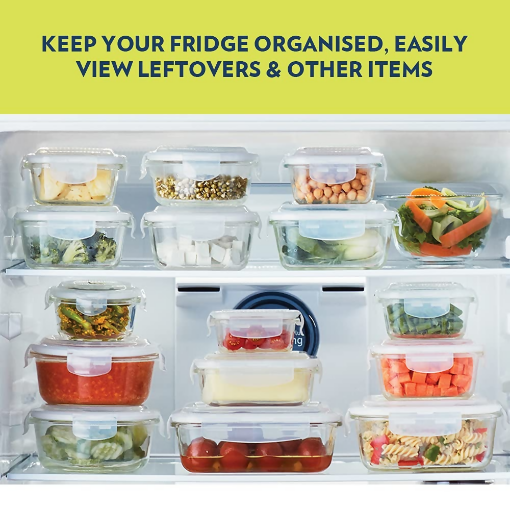 Borosil Klip N Store Glass Storage Containers - Set of 2 - Dista