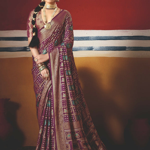 Joban Fashion Wine Dull Moss Brasso Saree - Distacart