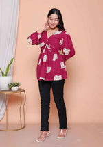 Thumbnail for Miravan Womens Magenta Animal Print Butterfly Top - Distacart