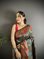 Thumbnail for Joban Fashion Dark Green Banarasi Soft Silk Woven Saree