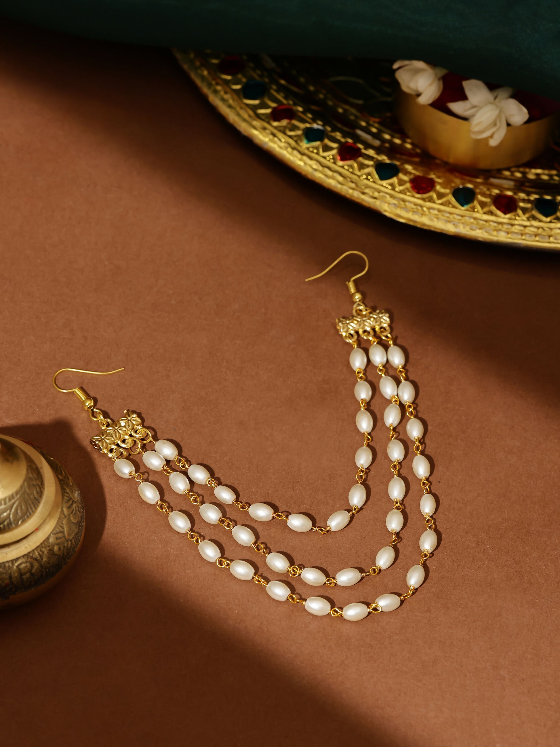 Ruby Raang Gold Pearl Hair Jewelry - Distacart
