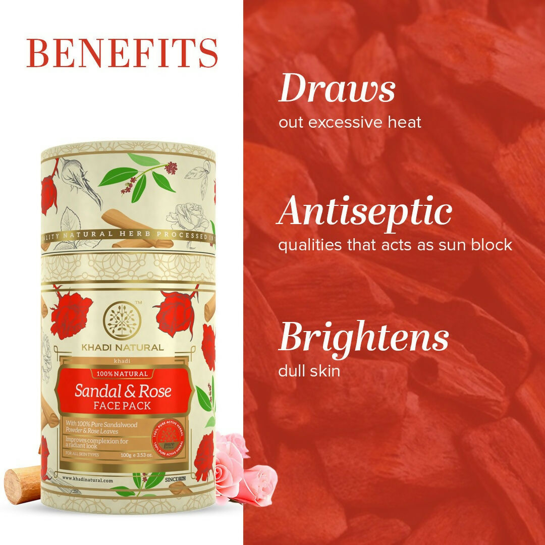 Khadi Natural Sandalwood & Rose Face Pack - Distacart