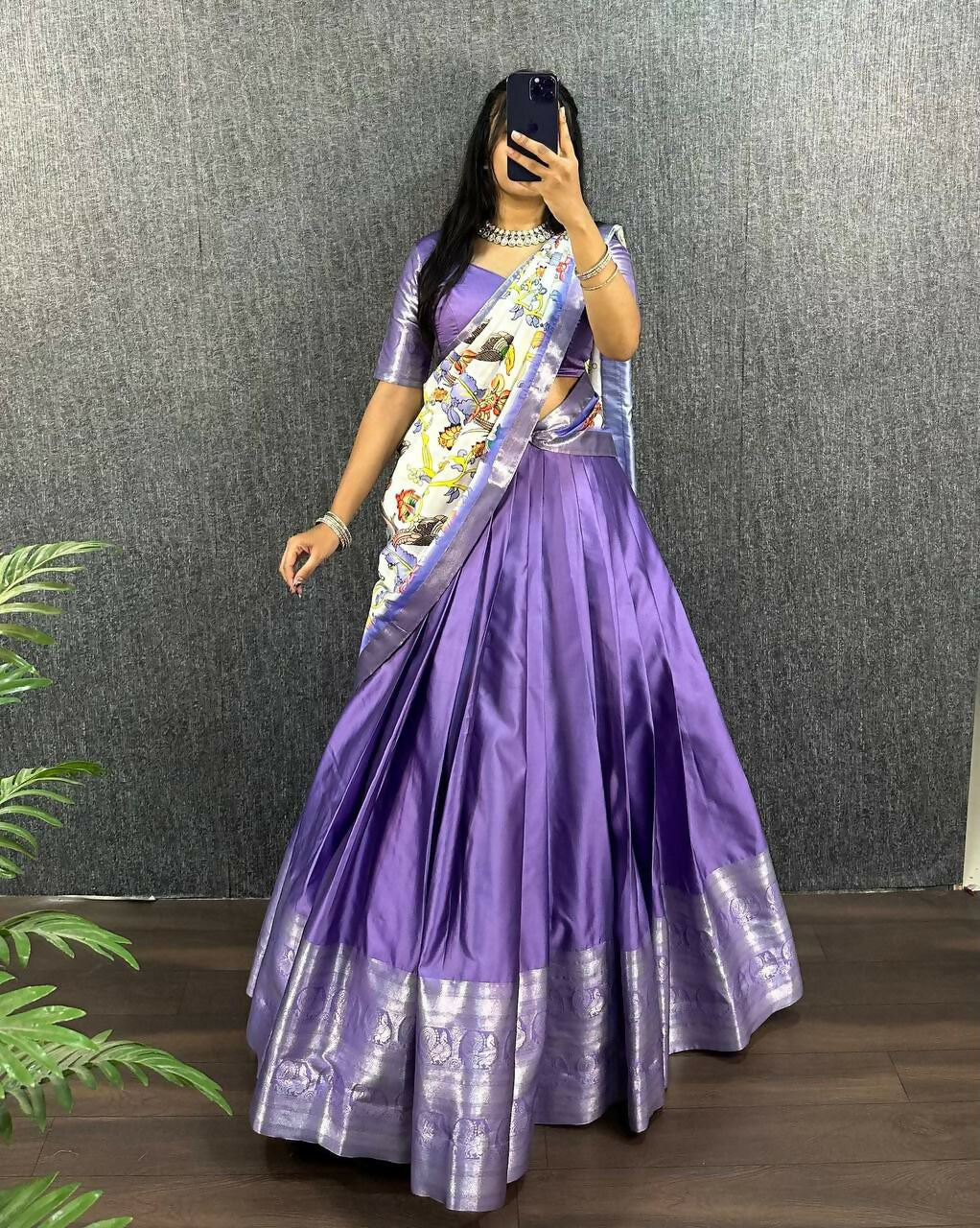 Teeya Creation New Latest Trendy Stylish Lehenga Choli Set - Lavender - Dista
