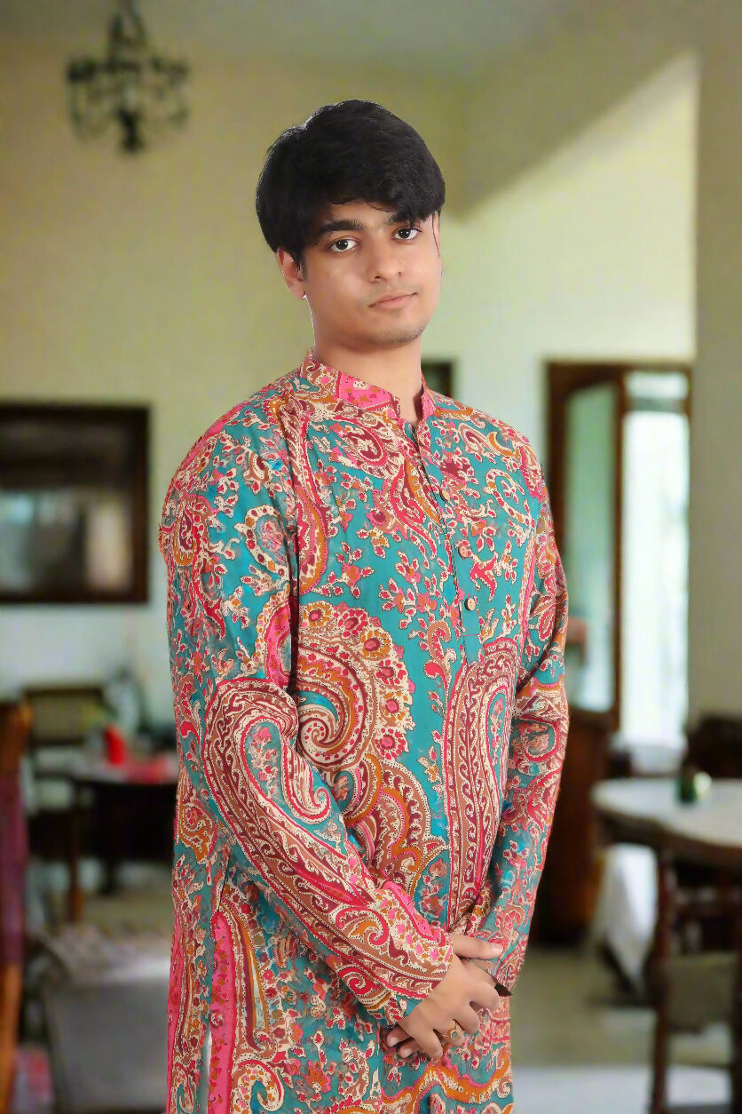 Souchii Men Pure Cotton Ethnic Motif Printed Straight Kurta