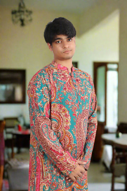 Souchii Men Pure Cotton Ethnic Motif Printed Straight Kurta - Dista