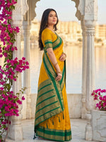 Thumbnail for Shree Shyam Fashion Yellow Silk Blend Saree - Dista