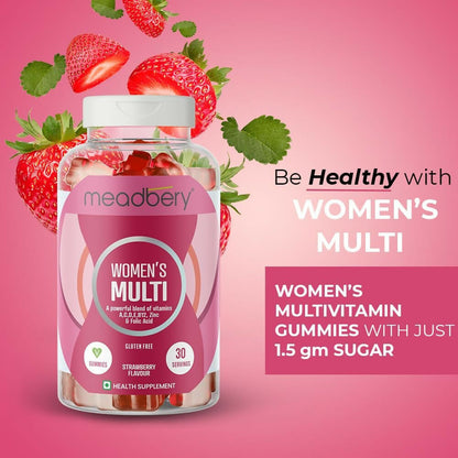 Meadbery Women's Multivitamin Gummies - Strawberry Flavour - Distacart