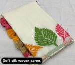Thumbnail for White Pure Silk Woven Design Saree with Unstitched Blouse - A2M