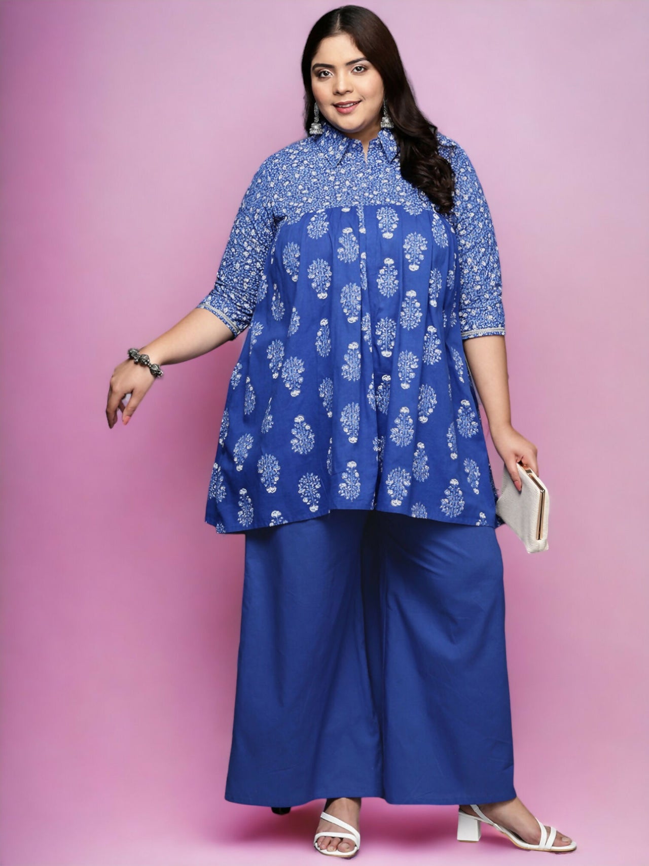 Ahalyaa Women's Traditional wear Tunic - Indigo blue - Distacart