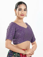 Thumbnail for Joban Fashion Brinjal Silk Padded Blouse With Sweetheart Neck Elbow Sleeves - Distacart