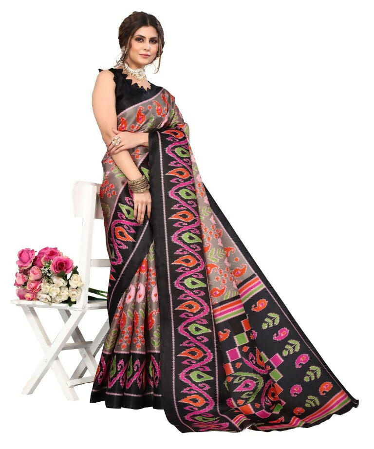 Vamika Black Printed Art Silk Saree - Distacart