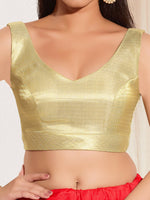 Thumbnail for Joban Fashion Rose Gold Mulberry Silk Padded Blouse With Sweetheart Neck Sleeveless