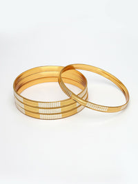 Thumbnail for NVR Women's Set of 4 Gold-Plated CZ-Studded Traditional Bangles - Distacart