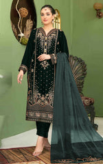 Thumbnail for Anaita Black Velvet Suit with Embroidery Sequence Work