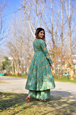 Thumbnail for Jyoti Fashion Women's Sea Green Cotton Silk Heavy Digital Printed Kurta Plazo Set - Distacart