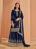 Thumbnail for Anaita Navy Blue Premium Georgette Embroidered Stitched Salwar Suit - Distacart