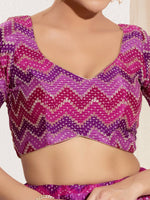 Thumbnail for Joban Fashion Purple Chiffon Padded Blouse With Square Neck Elbow Sleeves - Distacart
