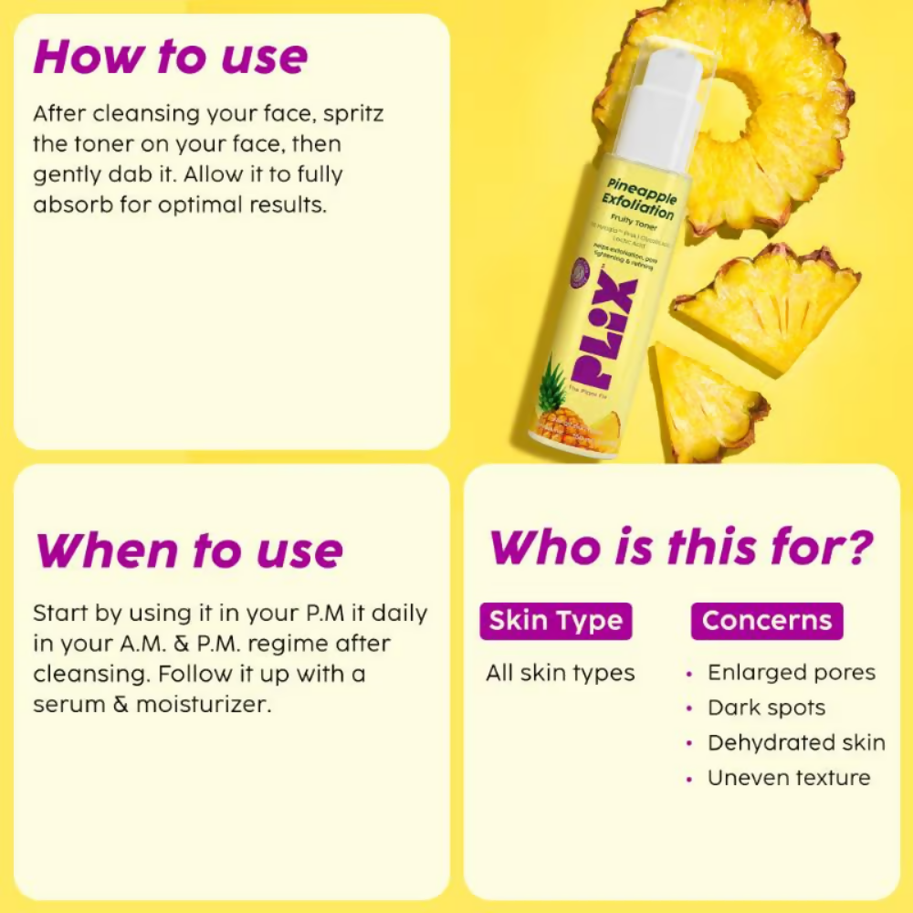 PLIX The Plant Fix Pineapple Depigmentation Regime With Toner, Cleanser & Moisturizer - Distacart