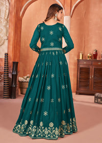 Thumbnail for Rama Green Festive Embroidered Art Silk Anarkali Suit - Emponline - Distacart
