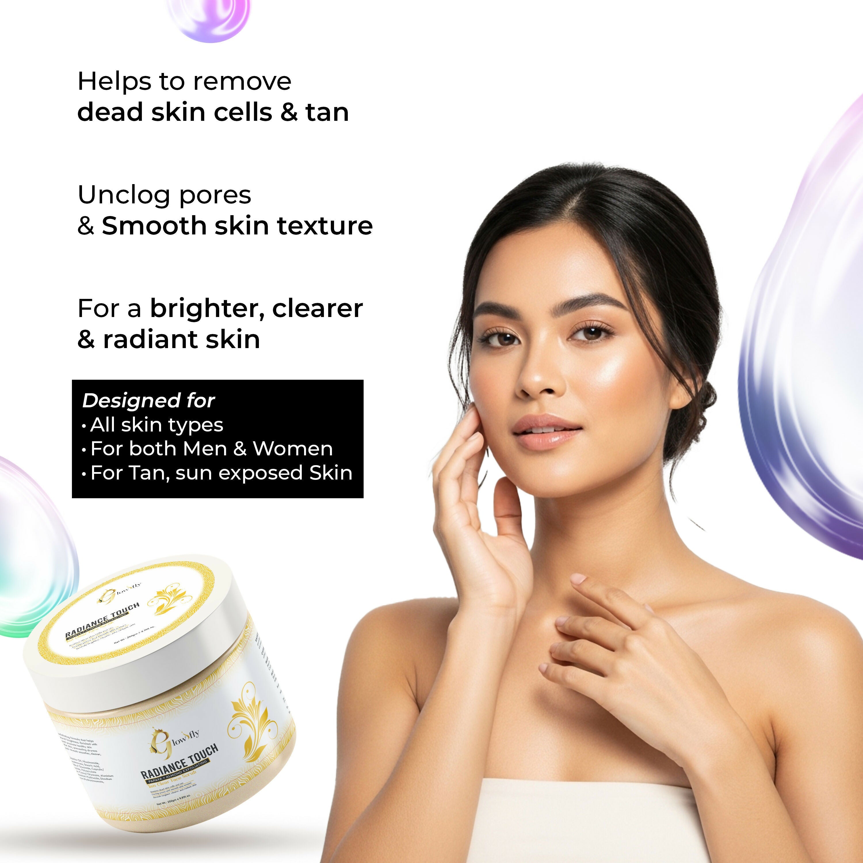 Glowifly Radiance Touch Tan Clear Face Exfoliating Scrub - Papaya Scrub for Face - Distacart