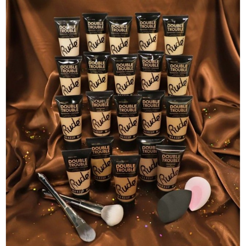 Rude Cosmetics Double Trouble Foundation + Concealer - Cocoa 16 - Distacart