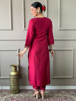 Thumbnail for Partywear Designer Viscos Chanderi Maroon Stitched Suit With Dupatta - Tanisha - Distacart