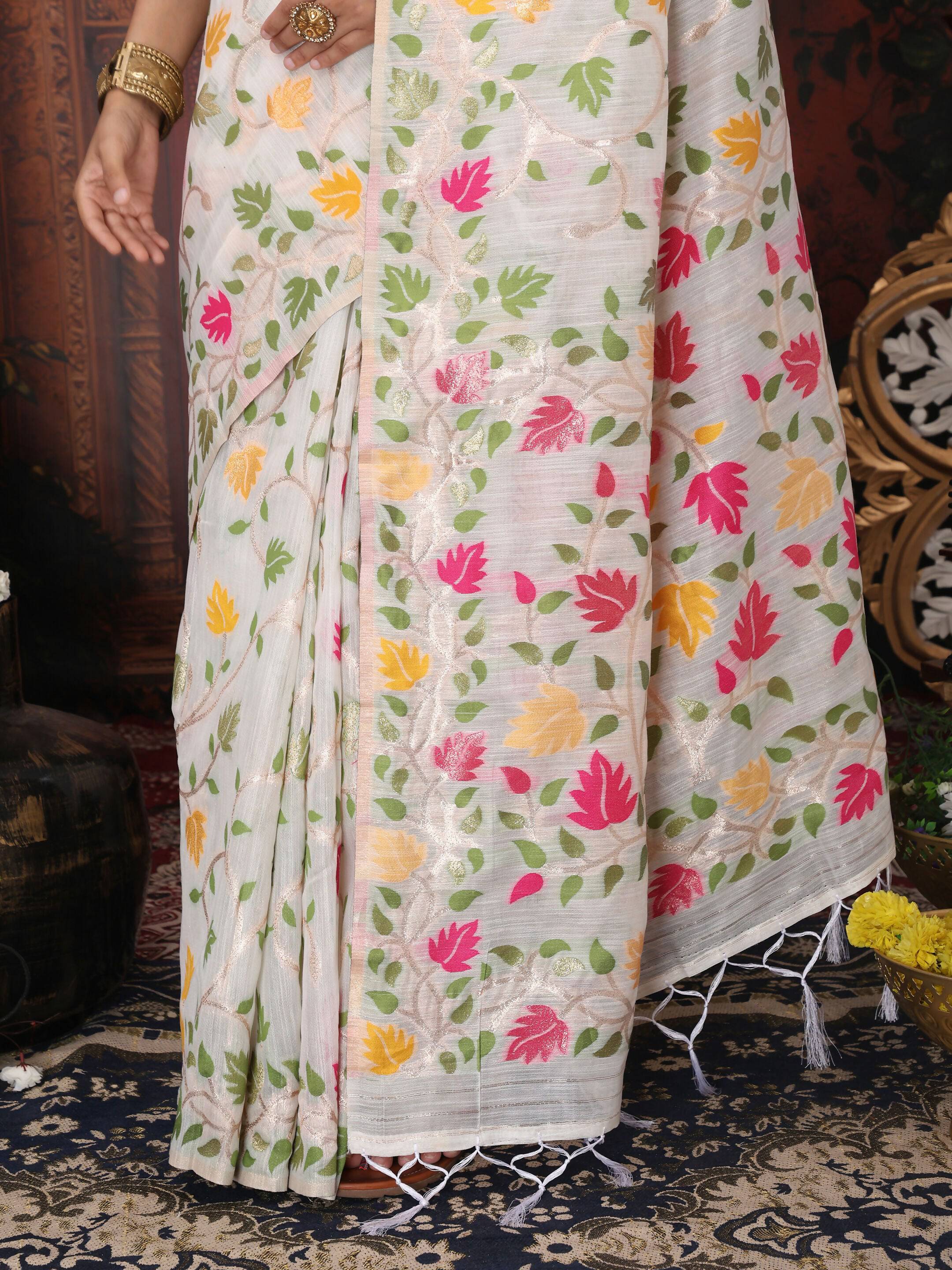 Astita Linen Cotton Yellow Saree
