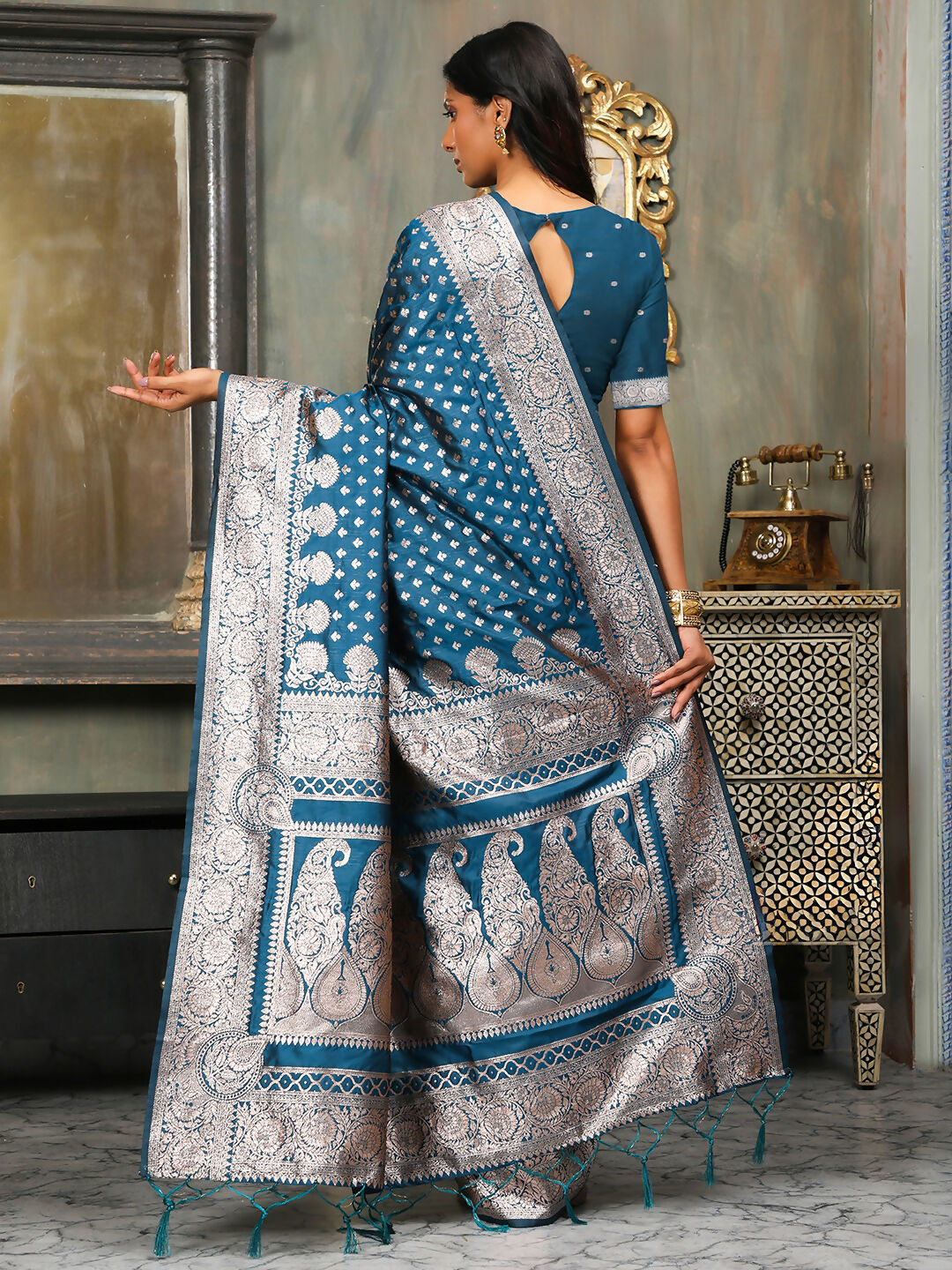 Astita Banarasi Silk Blue Saree