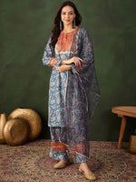 Thumbnail for Sangria Printed Kurta & Palazzo With Dupatta