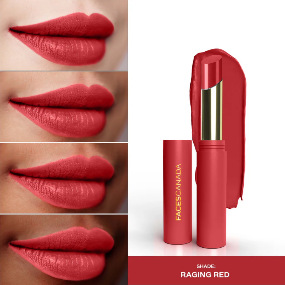Faces Canada 3 in 1 LongStay Matte Lipstick - Raging Red 10 - Distacart