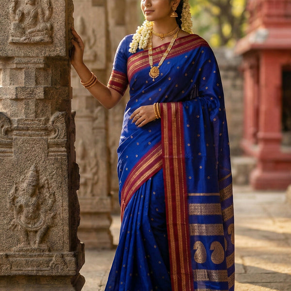 Shree Shyam Fashion Blue Cotton Saree - Distacart