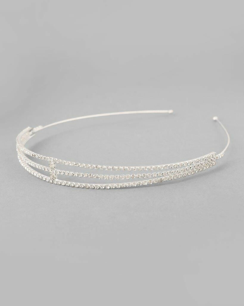 VOJ Silver Plated AD Stone Studded Hair Band - Distacart