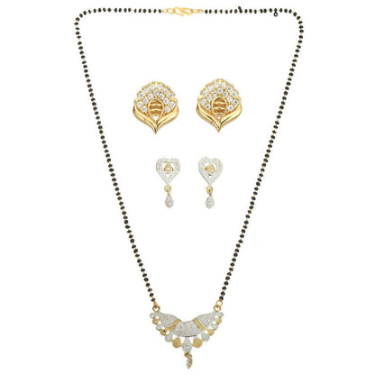 AanyaCentric Gold Plated Mangalsutra with Pendant, 2 Pair Earrings - Distacart