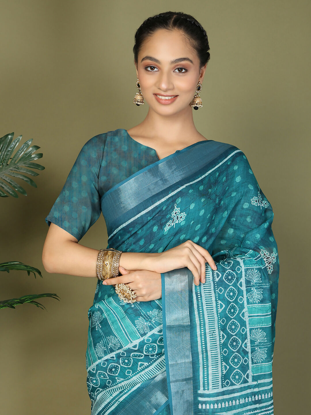 Shree Shyam Fashion Cotton Sky Blue Saree - Distacart