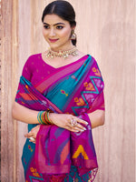 Thumbnail for Shree Shyam Fashion Sea Green Pochampally Silk Saree - Distacart