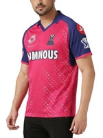 Thumbnail for Rajasthan Royals Men Pink Typography Printed Half Sleeves Jersey - Distacart